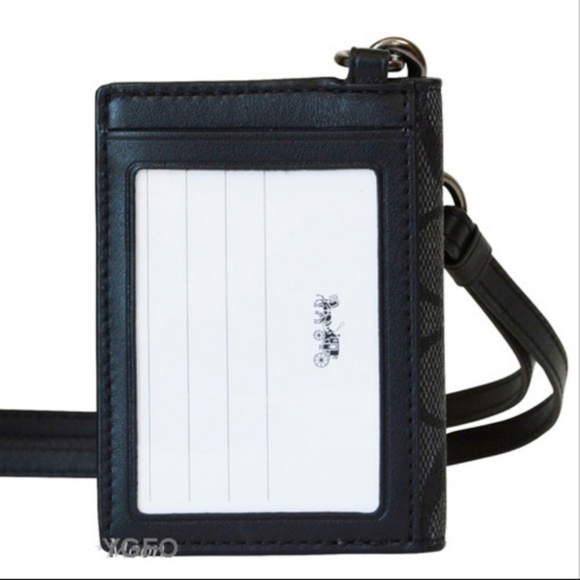 NWT Coach ID Lanyard Holder Wallet Card Case Black Gray Mens and Women’s - Picture 2 of 3
